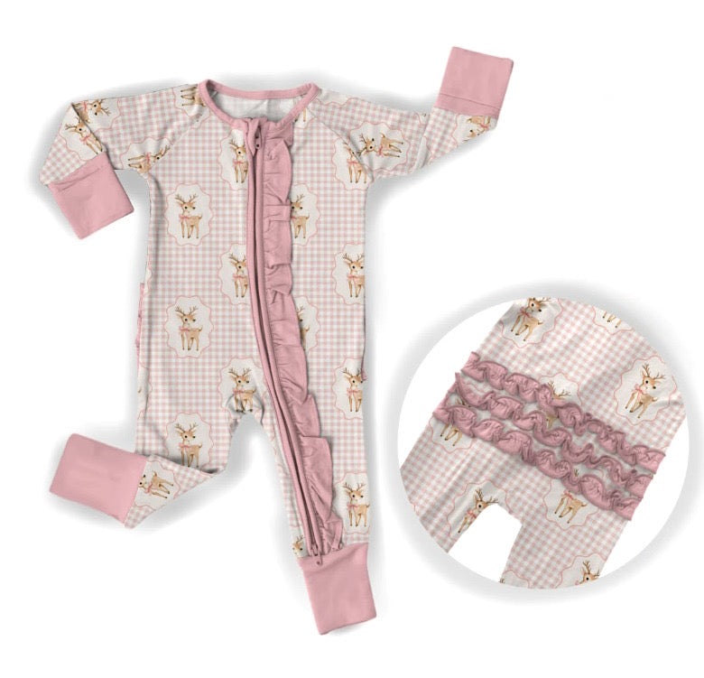 Pink Gingham Fawn Zip