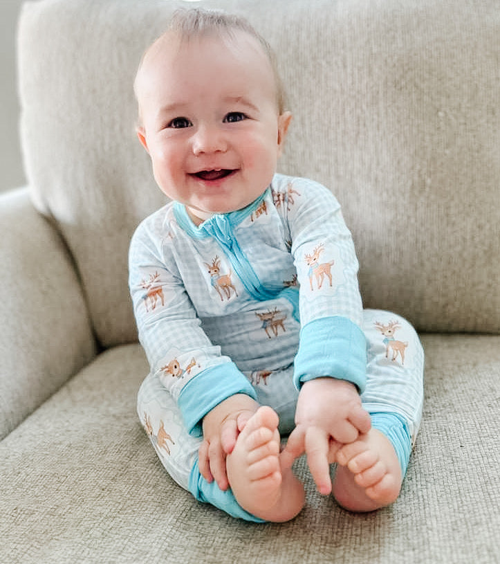 Blue Gingham Fawn Zip