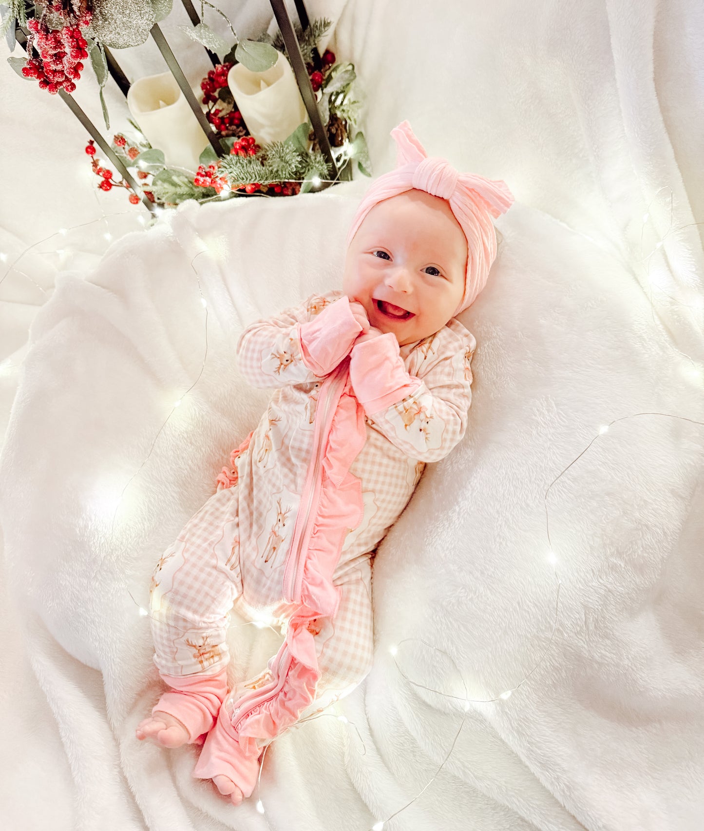Pink Gingham Fawn Zip