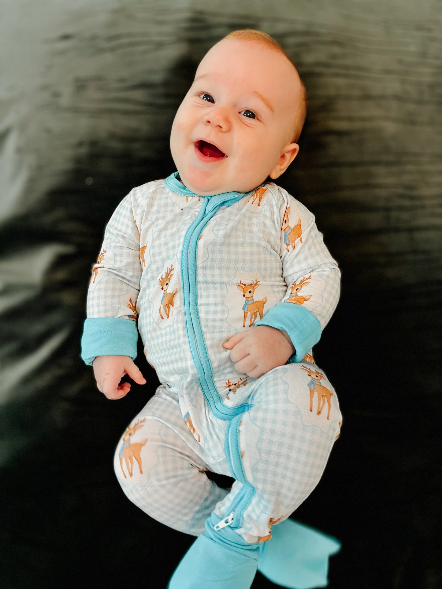 Blue Gingham Fawn Zip
