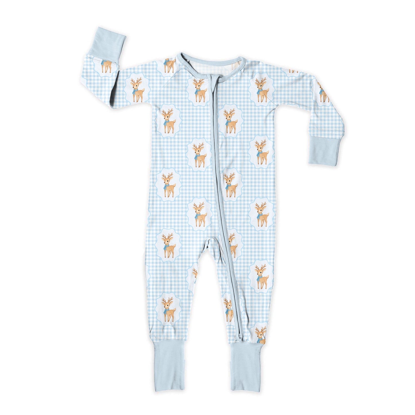 Blue Gingham Fawn Zip