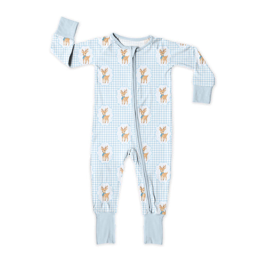 Blue Gingham Fawn Zip