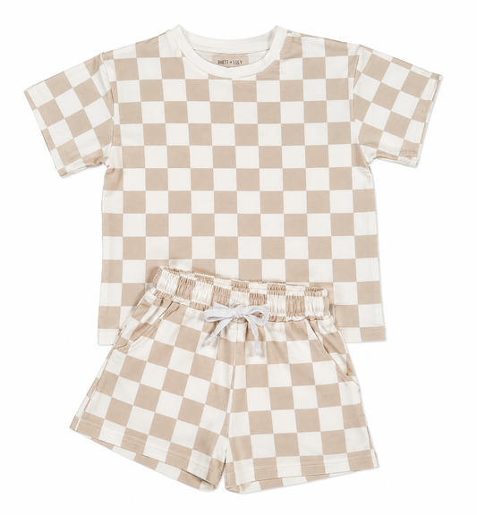 Oatmilk Checkered Set
