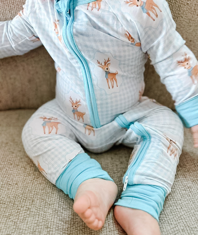 Blue Gingham Fawn Zip