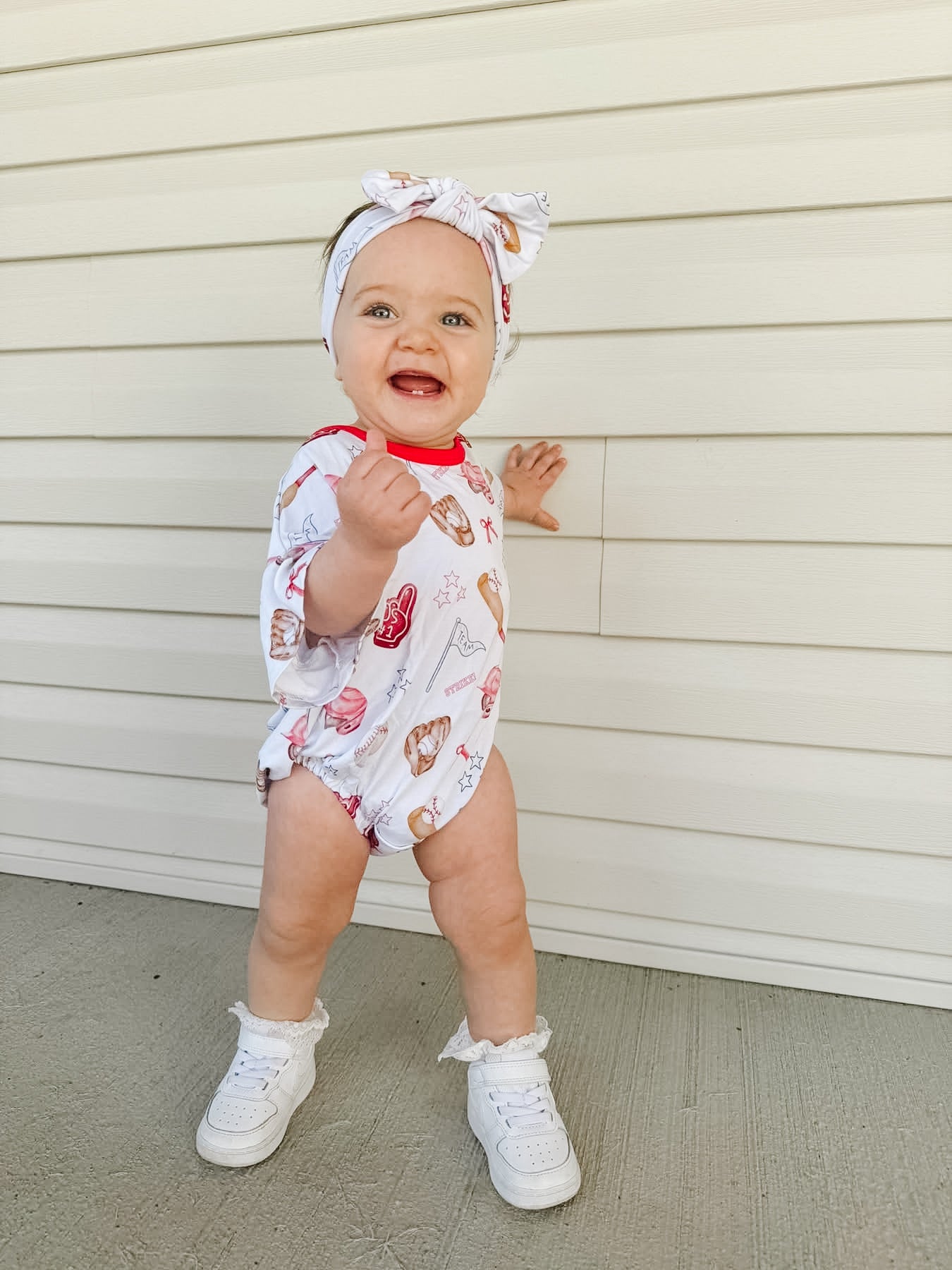 Baseball & Bows Bubble Romper