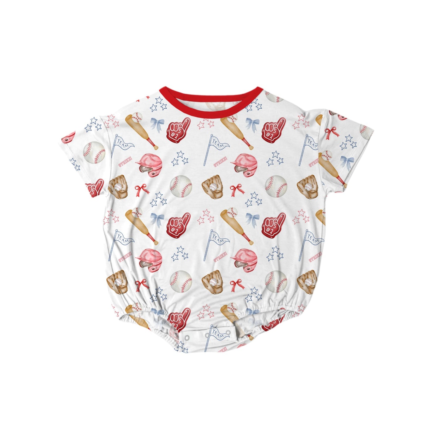 Baseball & Bows Bubble Romper